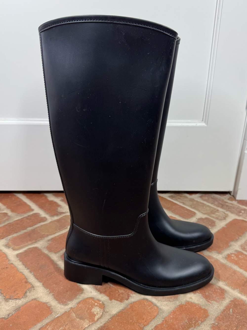 Jeffrey Campbell Women’s Torrential Knee-High Rain Boot in Black Size 11